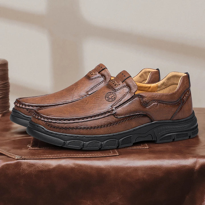 Szymon | Skórzane loafersy casual z grubą podeszwą