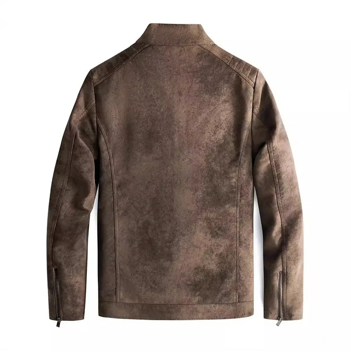 Damian | Elegancka skórzana kurtka z ociepleniem z polaru