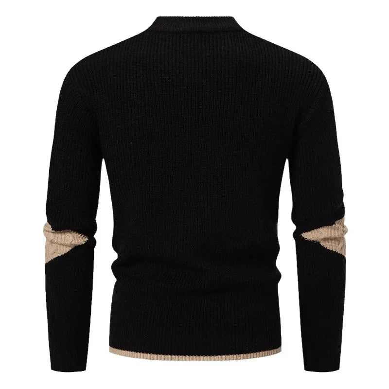 Leonard | Męski welurowy sweter dzianinowy patchwork